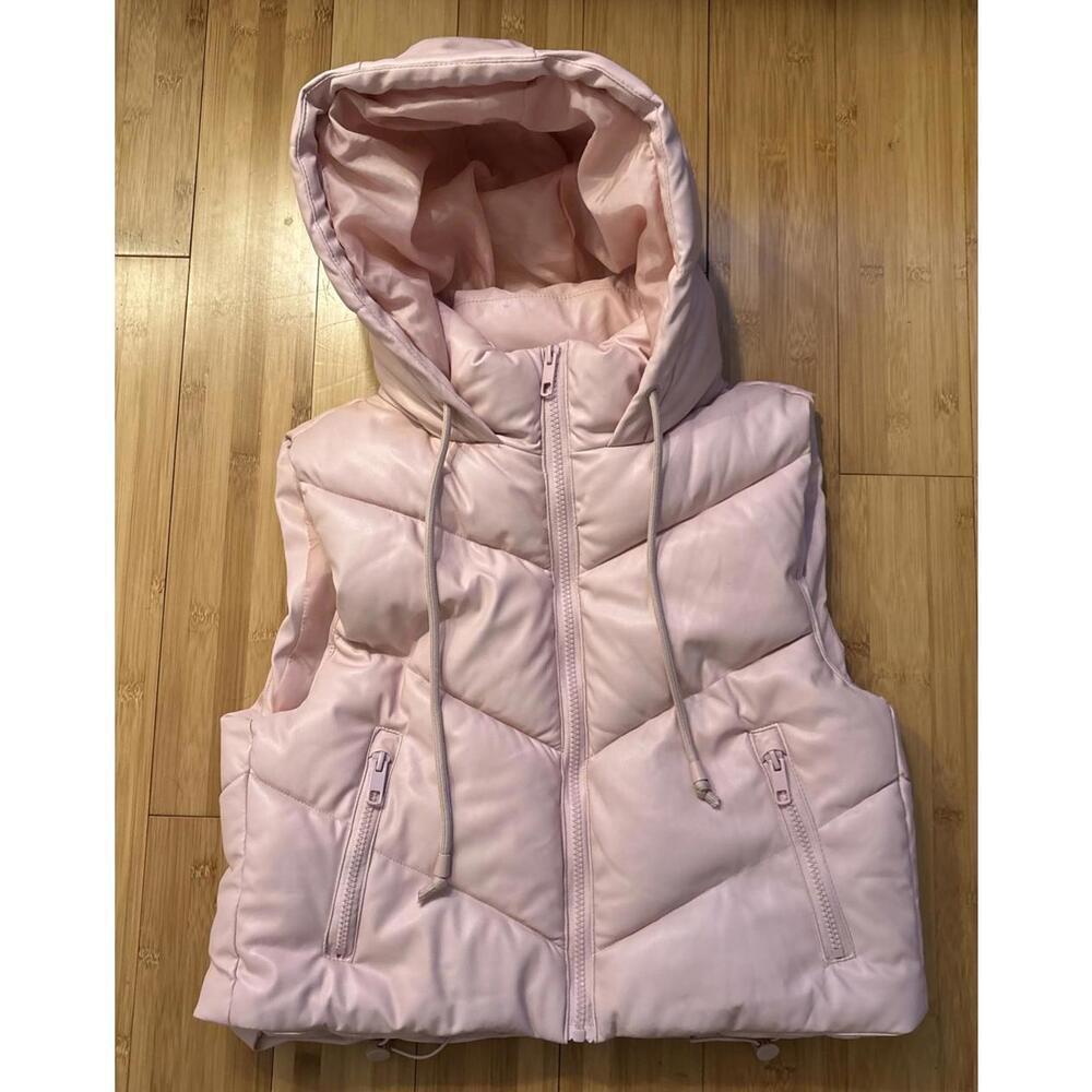Girls pink Faux Suede puffer vest size small NWT
